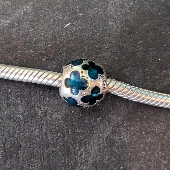 Pandora Butterfly Silver Charm with Green Glass Inlay - Picture 3 of 4